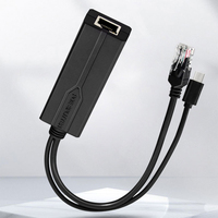 Divisor POE de 24V/12V 1A 2A 24W, Inyector Ethernet Activo con Estándar IEEE 802.3af/at, Certificado CE/RoHS (Alimentación CC)