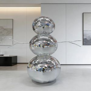Adorno Navideño <span class=keywords><strong>de</strong></span> Muñeco <span class=keywords><strong>de</strong></span> Nieve Grande para Exteriores con Espejo y Bola <span class=keywords><strong>de</strong></span> Discoteca, Diseño Nuevo - Product Image 2