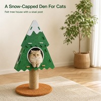 Arbre à chat en cèdre avec toit enneigé, poteau à gratter en sisal et condo en feutre pour chats d'intérieur
