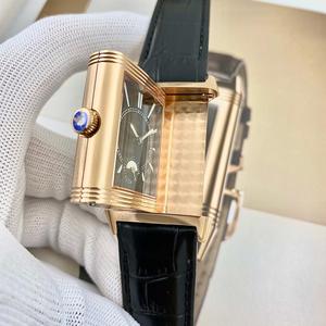 Người Đàn Ông Sang Trọng Của Thạch Anh Đồng Hồ Reverso Lật Thiết Kế Phong Cách Cổ Điển Tùy Chỉnh Da Dây Đeo 22Mm Ban Nhạc Chiều Rộng Con Trỏ Quay Số Thượng Hải - Product Image 6