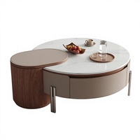 Table basse ronde en travertin naturel de luxe Wabi Sabi, table d'appoint moderne en bois pour salon