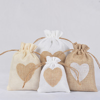 10*14CM haute qualité nouveau lin cordon sac couleur naturelle amour lin cordon sac mariage retour cadeau emballage sac