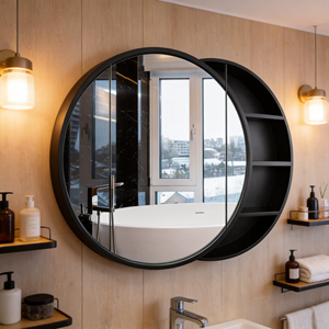 Armadietto a Specchio in Vetro da Parete, Ecologico e Durevole, Stile Moderno con Porta Scorrevole per Bagno e Soggiorno - Product Image 3