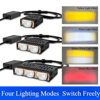 Feux de route LED ultra-minces à double couleur jaune-blanc rouge pour moto Zhouzi, grille avant de voiture, mini phares laser matriciels à 3 lentilles