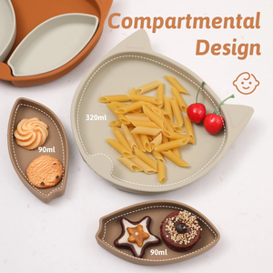 Adorable assiette en silicone avec ventouse pour bébé, séparateurs amovibles pour bébés et tout-petits - Product Image 5
