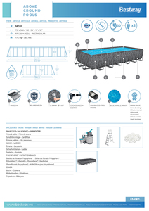 Piscine hors sol rectangulaire <span class=keywords><strong>Bestway</strong></span> 561KG 30045L, grande piscine familiale en acier métallique, PVC, portable, pour jardin - Product Image 6