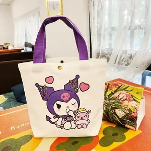DOULUO Melody Small canvas Bag Cute Kuromi Girls Fashion tote bag Sanrioo student tutoring one-shoulder tote bag