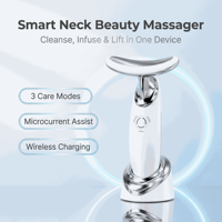 Appareil de beauté portable amélioré pour le cou, outil de massage tout-en-un pour le visage et le cou avec rouleau de jade pour les soins quotidiens de la peau