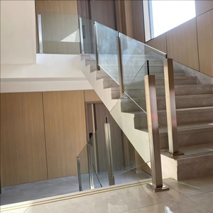 Hiện đại thép không gỉ và kính cầu thang lan can nội thất cầu thang lan can Thiết kế kính cầu thang lan can chân đế an toàn lan can - Product Image 1