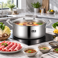 Marmite à soupe simple en acier inoxydable 3 plis One Piece pour Shabu Shabu, usage domestique et professionnel
