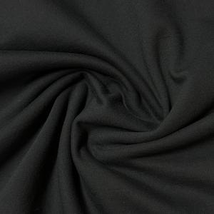 Tissu jersey noir en maille, poids moyen, extensible, en coton uni, pour projets de couture de vêtements, tissu gaufré en coton respirant - Product Image 1