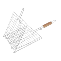 Panier à griller le poisson, panier de barbecue pliable et portable en acier inoxydable pour poisson, légumes, crevettes avec poignée amovible