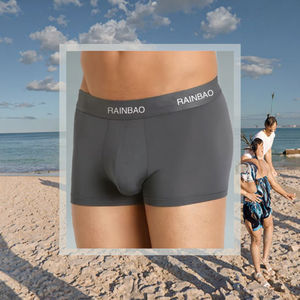 Boxers pour hommes personnalisés en usine, caleçons confortables en coton avec logo personnalisé, tissu tricoté respirant, taille positionnée - Product Image 2