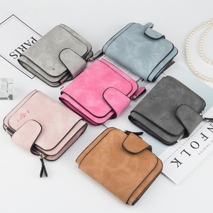 Portafoglio da donna in stile coreano con bottone a pressione, portamonete in pelle smerigliata, con più scomparti per carte, grazioso portafoglio per studentesse e ragazze adolescenti - Product Image 1