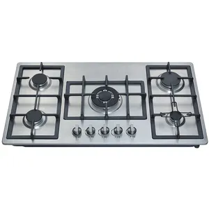 Factory Price Built-in 5 Burner Gas Stove Black Glass Stove Burner Gas Stove with Safety Device