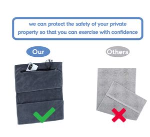Telo da Palestra Sportivo <span class=keywords><strong>con</strong></span> Tasca <span class=keywords><strong>con</strong></span> Cerniera, Magnetico per Panca, Personalizzabile <span class=keywords><strong>con</strong></span> Logo, in Cotone/Microfibra, Assorbente - Product Image 4