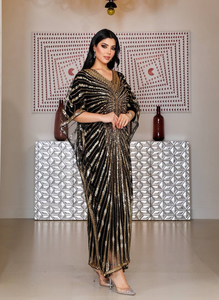 Robe Kaftan Élégante et Tendance, Vêtement Islamique Perlé et Pailleté à Manches Chauve-Souris, Abaya de Dubaï, Robes de Soirée Luxueuses pour Fêtes et Mariages - Product Image 6