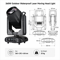 Projecteur laser mobile RGBW 260W étanche IP66 CMY 30 Gobos Double Prisme Art-Net DMX512 pour Spectacles Aquatiques Extérieurs, Festivals et Concerts