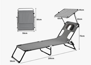 <span class=keywords><strong>Lit</strong></span> pliant de camping et de plage, avec fonction de séchage du dos, circulation d'air froid, protection solaire, surface en soie glacée et oreiller perforé - Product Image 4