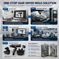 Services de moulage par injection multi-cavités à canaux chauds, fabricant de moules d'injection pour coques de brosses sèche-cheveux ioniques, certifié ISO 9001