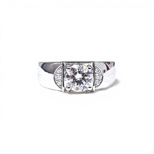 Lurba Jewels Factory - Anillo de compromiso y boda de oro macizo de 14K para hombre, con moissanita de corte brillante, de lujo, certificado y engastado con puntas, venta al por mayor - Product Image 1