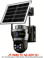 Cámara de Seguridad Solar Jortan JT-9682 TC 4G 6MP para Exteriores con Doble Lente, Batería de 10000mA, WiFi Inalámbrico, Almacenamiento en la Nube y Tarjeta SD