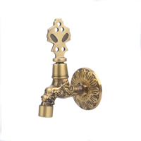 Robinet Mitigeur Mural Doré en Laiton Style Ottoman Antique pour Lavabo, Poignée Unique, Luxe Doré, pour Hammam
