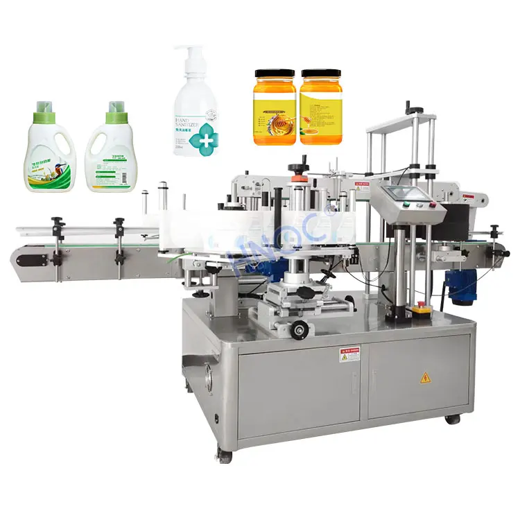 Hoge Kwaliteit Automatische Single Twee Side Cosmetische Tin Kan Etiket Applicator Machine Om Sticker Op Mollige Gorilla Fles