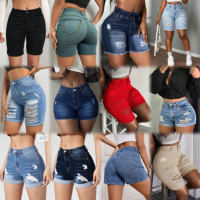 Shorts en jean stretch pour femmes, taille haute, déchirés, style décontracté d'été