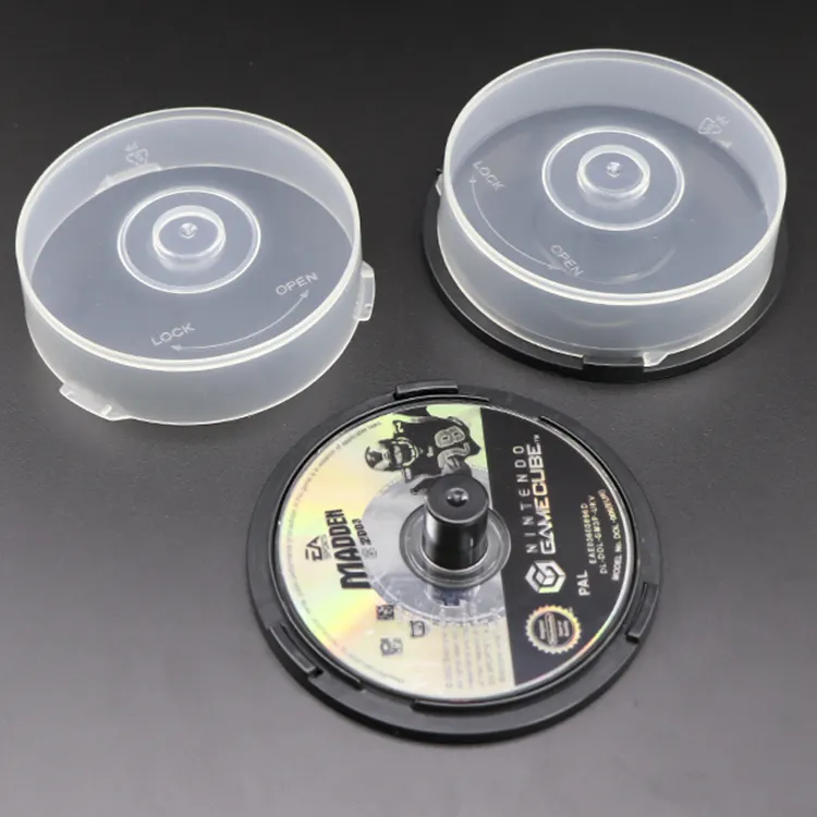 CDR DVDR Plastic 8CM Cake Tub Holds 10 Disks Transparent with Black Bottom Cd Spindles Case Media Packaging Round Cake Boxes