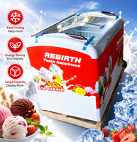 Congelador/Refrigerador Vitrina Exhibidora de Helados y Gelatos con Tapa de Cristal Personalizada, de Una Sola Temperatura, Económico y de Gran Venta