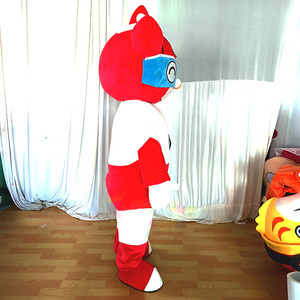 Costume de mascotte technologique <span class=keywords><strong>super</strong></span>-héros rouge et blanc de haute qualité pour adultes unisexe, idéal pour les événements et les promotions - Product Image 3
