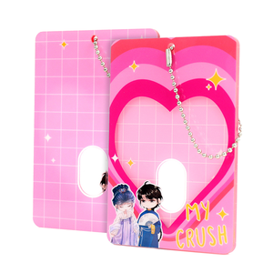 Custom Cartoon Kpop Photo Clip Ins <b>Keychain</b> Set Double-Sided UV Printed Acrylic ID Card Holder <b>Anime</b> Waterproof Lightweight - Product Image 1