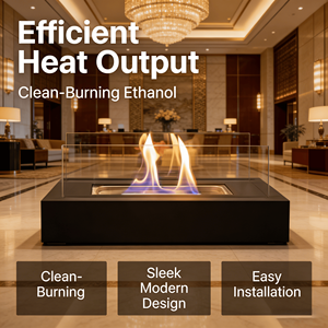 <span class=keywords><strong>Cheminée</strong></span> murale moderne à éthanol, flamme réelle, brûleur réglable, <span class=keywords><strong>protection</strong></span> de sécurité pour salon, chambre, hall d'hôtel, villa - Product Image 4