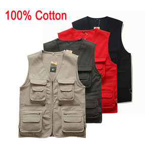 Gilet Cargo 100 % Coton Multi-Poches pour <span class=keywords><strong>Homme</strong></span>, Idéal Escalade, Tir, Photographie, Pêcheur et Journaliste - Product Image 1