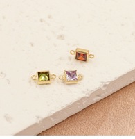 GP nouveau connecteur de lunette de pierre de naissance carrée 14k gold filled S925 connecteur permanent résultats de bijoux en gros