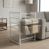 Armoire de rangement en acier pour cuisine, personnalisable, avec tiroirs coulissants empilables, paniers en fil métallique, tiroirs modulaires petits, moyens et grands