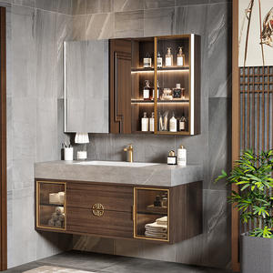 Mueble de Baño Moderno de Lujo con Construcción de Madera Sólida y MDF, Lavabo de Cerámica, Acabado Lacado, Mueble de Baño Suspendido en la Pared - Product Image 4