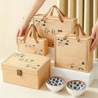 Vente en gros d'usine - Ensemble de vaisselle en porcelaine de style japonais |   Boîte cadeau de bols et d'assiettes à motifs végétaux, compatibles micro-ondes et lave-vaisselle