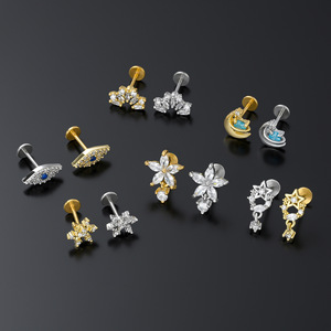 Zuola - Piercings de Titanio Modernos e Hipoalergénicos, Tipo Labret, Ligeros, Sin Níquel, con Parte Trasera Plana, Anillos de Nariz, Joyería Elegante para Piercing - Product Image 2