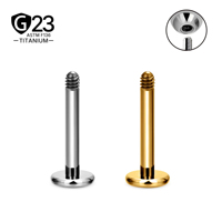 Aopo 16G ASTM F136 G23 Tige en titane à base plate 20G 18G 16G, tige de labret à filetage externe pour piercing oreille, lèvre, nez, tragus, bijoux