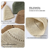 Chapeau Bob d'été pour femme, tissé à la main, à large bord, en paille, polyvalent, pour l'extérieur, protection solaire, style pêcheur, pour la plage