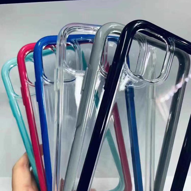 Transparent Clear Symmetry Shockproof TPU PC Phone Case Back Cover for iphone 17 16 15 14 13 12 Pro Max