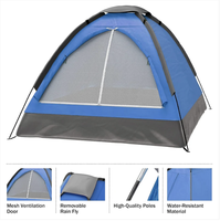 Tente familiale 2 personnes pour camping estival en extérieur, avec poteaux en aluminium, tissu Oxford et bâche de pluie en fibre de verre