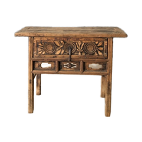 Antique chinois belle sculpture rustique Vintage Table Console en bois massif récupéré avec tiroirs