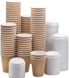 Tasse en papier biodégradables 8oz 12oz, 50 pièces, pour impression personnalisée, gobelet à café double paroi jetable