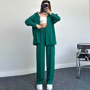 Venta al por mayor Conjunto <span class=keywords><strong>de</strong></span> pantalones <span class=keywords><strong>de</strong></span> cintura alta Pantalones <span class=keywords><strong>de</strong></span> pierna ancha + Camisa <span class=keywords><strong>de</strong></span> manga larga Conjunto Elegante <span class=keywords><strong>Mujer</strong></span> Pantalones largos Señora Casual 2 piezas Traje <span class=keywords><strong>de</strong></span> <span class=keywords><strong>mujer</strong></span> - Product Image 3