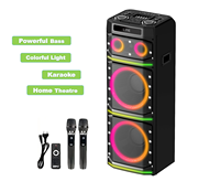 Haut-parleur de karaoké sans fil puissant 2000W avec USB et Aux, micro intégré, LED RGB, 2 micros portables, grand format en plastique, portable