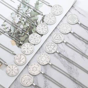 Solomon Key Titanio Acero Amuleto Collar Marte Júpiter Saturno Pentagrama Círculo Mágico Acero Inoxidable Mariposa - Product Image 1