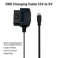Câble de chargeur de voiture OBD2 vers Type-C, adaptateur d'alimentation pour caméra embarquée, câble abaisseur de tension 12V vers 5V avec protection contre les basses tensions